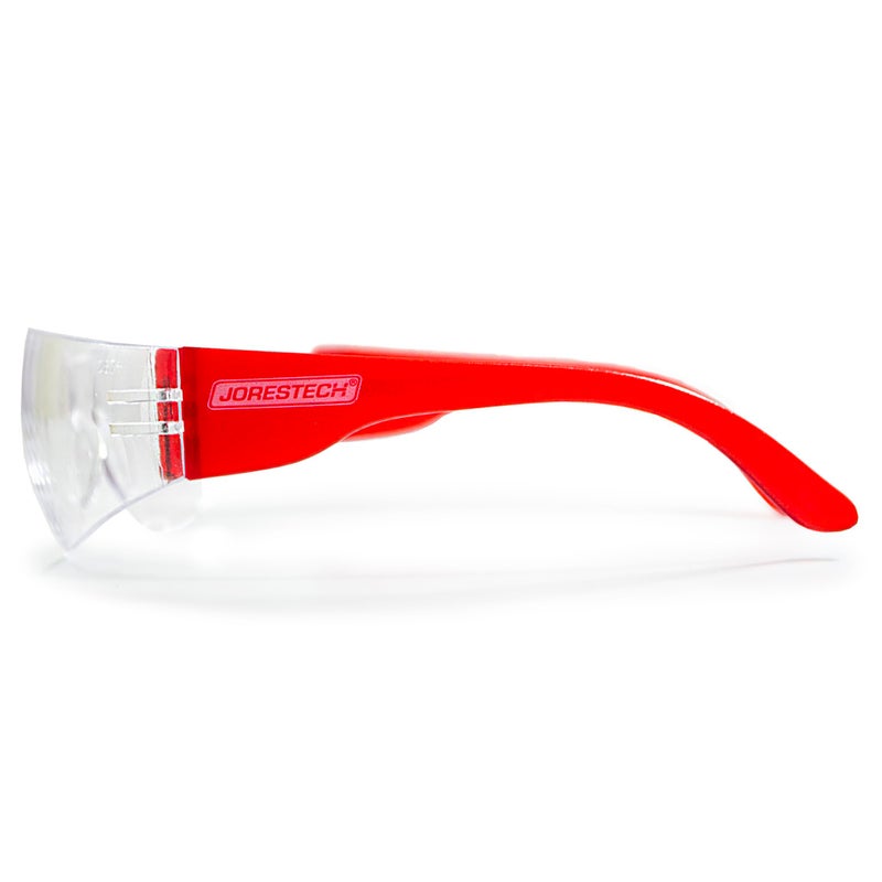 JORESTECH Eyewear Protective Safety Glasses, Polycarbonate Impact Resistant Lens Pack of 12 (Clear, Red) - Image 4